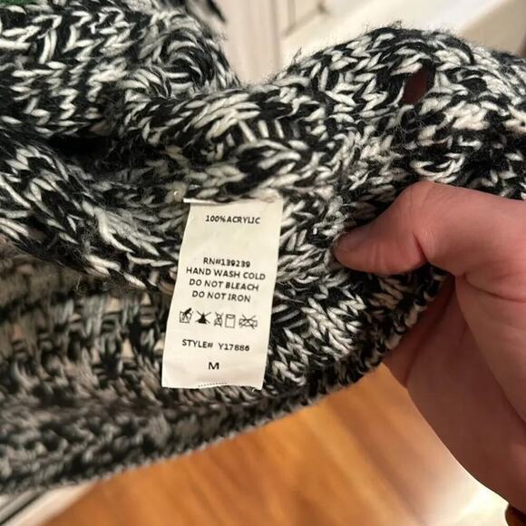 DO+BE Cardigan Sweater Color Block Grunge Oversized Looped Fringe Size Medium - Picture 6 of 8